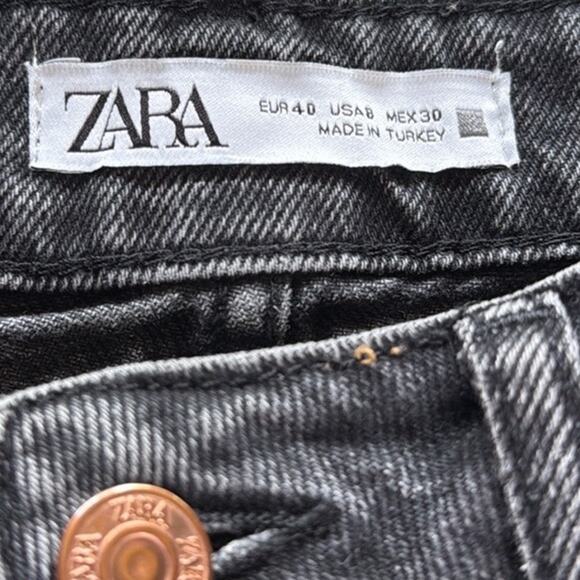 Zara Black Distressed High Rise Mom Jeans - Picture 4 of 9